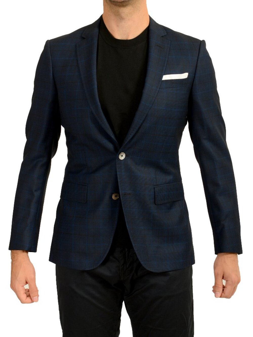 Hugo Boss Men's "Hutsons3" 100% Wool Plaid Sport Coat Blazer US 46R IT 56R